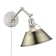 Golden 3306-A1W PW-AB - Yep by Golden Lighting Orwell 1-light Swing Arm Wall Lamp in Pewter and Aged Brass shade